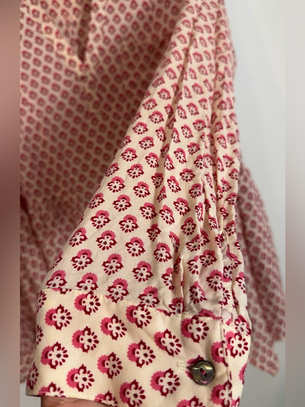 Anthropologie Maeve Laiken Henley In Motif Tunic Blouse Pink Women’s Size 10 - Picture 4 of 8